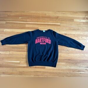 University of Hartford Black Sweatshirt with Red Logo